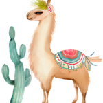 Cute Llama and Cactus