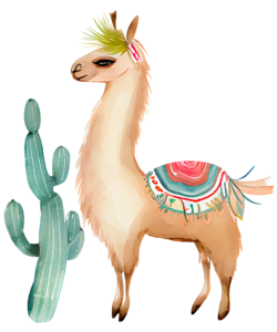 Cute Llama and Cactus